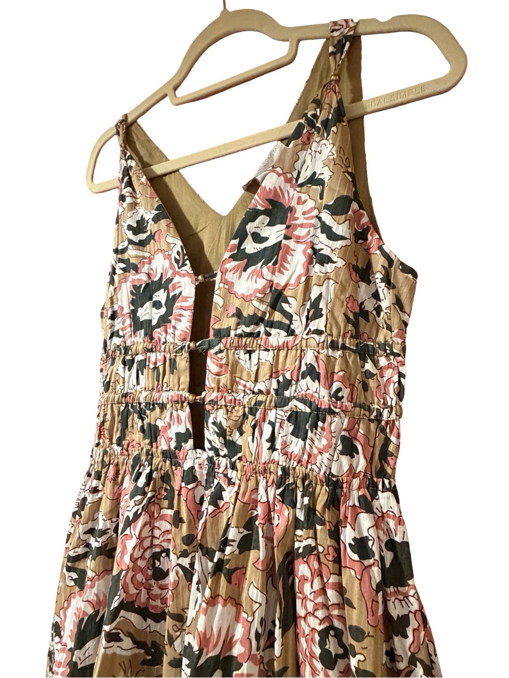 Caroline Constas Floral Botanical Beaded Smocked Maxi Dress Green Cream NWT - Picture 8 of 11